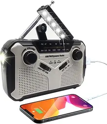 Аварійне радіо Sirxlevcy AM/FM з динамо, сонячною зарядкою, SOS і ліхтарем - мініатюра 5