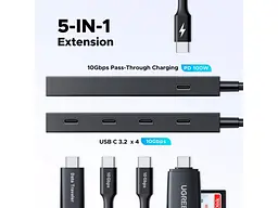 USB-хаб UGREEN CM806 5-in-1 Port Black (55334) - мініатюра 7