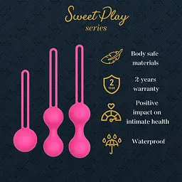 Вагінальні кульки Erospace Sweet Play A12, 3 шт., рожевий - мініатюра 2