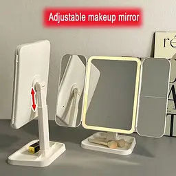 Потрійне LED-дзеркало для макіяжу KAR193 складне акумуляторне біле - мініатюра 6