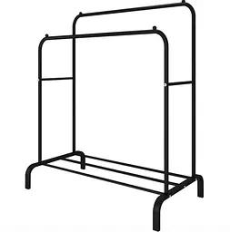 Подвійна стійка вішалка для одягу та взуття Loft Rack підлогова сталева з полицею Black - мініатюра 3