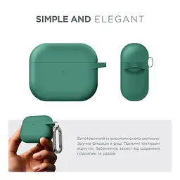 Силіконовий чохол для навушників Apple AirPods 3, Hang Case, зелений, ультратонкий захисний кейс товщиною 2 мм, захист від подряпин, пилу та ударів, компактний, з карабіном для кріплення, ArmorStandart (ARM60319) - мініатюра 2