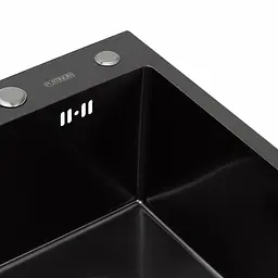 Кухонна мийка Platinum Handmade 58x43 PVD чорна (сифон круглий чорний 3.0/0.8) - мініатюра 3