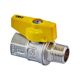 Кран кульовий Газ, ручка "метелик" жовта Roho R111-050G - 1/2" Вз RO0241