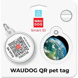 Адресник для собак і котів Waudog Smart ID з QR паспортом Земля 30 мм - мініатюра 5