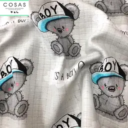 Пелюшки багаторазові Cosas дитячі Bear Boy 2 шт., 80х100 см, сірі - мініатюра 3