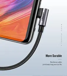 Кабель UGREEN USB-A to Angled USB-C Huawei SuperCharge Cable 2m Dark Gray (60776) - мініатюра 3