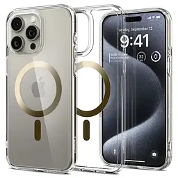 Чохол Spigen Ultra Hybrid MagFiдля iPhone 15 Pro (6.1") Gold ACS06718 прозорий протиударний