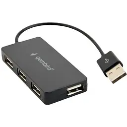 Хаб Usb Gembird UHB-U2P4-04, чорний, Usb 2.0 - 4xUsb 2.0, кабель 15 см