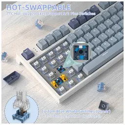 Клавіатура Attack Shark K86 RGB Wireless/Bluetooth/USB UA Retro Grey (K86MN_AS) - мініатюра 6