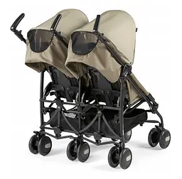 Прогулянкова коляска для двійні Peg-Perego Pliko Mini Twin Class Beige, бежевий (IP04280000SU36SU56) - мініатюра 3