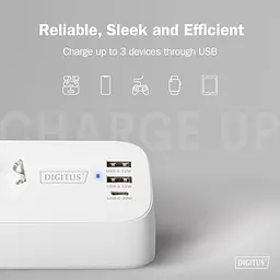 Digitus Блок розеток DIGITUS Office, 3xSchuko, 2xUSB-A, 1xUSB-C, 16A, 1.5м, вилка Schuko, білий - мініатюра 4