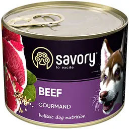Набір вологих кормів для дорослих собак Savory Gourmand 3+1 з яловичиною 800 г (4 шт. х 200 г) - мініатюра 4