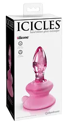 Анальна пробка із присоскою Icicles No. 90, скляна, рожева - мініатюра 2