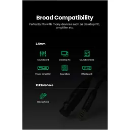 Кабель мультимедійний 3.5mm M to XLR F 2.0m AV182 black Ugreen (20244) - мініатюра 8