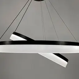 Сучасна підвісна LED люстра у чорному каркасі на два кільця 80 та 60 см | Арт. M 2702-800+600 BK | Line F - мініатюра 5