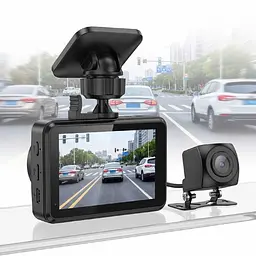 Відеореєстратор Hoco DV3 2,45-inch IPS+Камера Заднього Виду Чорний