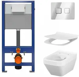 Інсталяція Cersanit AQUA 52 з кнопкою Accento Square + унітаз Crea із сидінням Slim 30412 - мініатюра 6