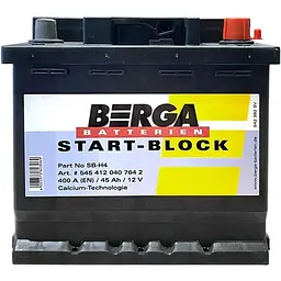 Автомобільний акумулятор Berga Startblock 45Ah Ев -/+ 400EN