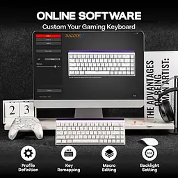Ігрова механічна дротова клавіатура Ajazz NK68 / Red Switch / 65% / RGB / White Lines - мініатюра 7