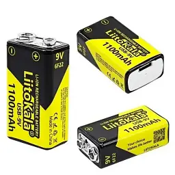 Акумулятор Крона / 6LR61 LiitoKala USB-9V 1100 mAh літій-іонний із вбудованою зарядкою Type-C (19321) - мініатюра 5