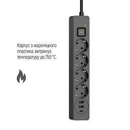 Мережевий фільтр живлення ColorWay (CW-CHE435PDB), 4 розетки/3USB 5M (CW-CHE435PDB) - мініатюра 8
