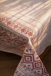 Скатертина Ecotton 150х180 см бавовняна в етно стилі з українською вишивкою біла (23699)