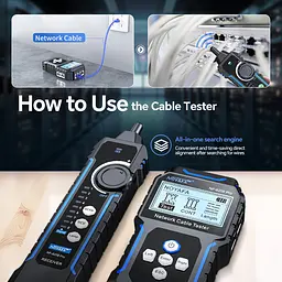 Кабельний тестер Noyafa NF-8209 pro Мережний тестер кабелю, трасошукач, PoE тестер, вимірювання довжини кабелю (19405) - мініатюра 9