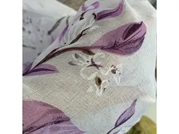 Льняні штори сірого кольору з фіолетовими квітами 150х270 з тюлистом батистовим 400х270 на тасьме ALBO pbe0052608 - мініатюра 8