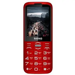 Мобільний телефон Sigma mobile Comfort 50 Grace, Red, "бабусефон", 2 Mini-SIM, дисплей 2.8" кольоровий (320x240), моноблок
