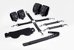 Набір для БДСМ 5 в 1 Feral Feelings BDSM Kit 5 Black, наручники, поножі, хрестовина, маска, паддл