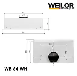 Витяжка повновбудована WEILOR WB 64 WH - мініатюра 12