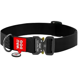 Нашийник для собак Waudog Waterproof, коллартекс, водостійкий, з QR паспортом, 43-70х4 см, чорний