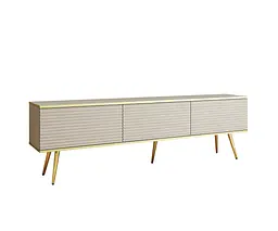 Тумба під телевізор Perfect Home Оро / Oro 3-дверна з золотими ніжками RTV175 MDF Бежевий (PFH-091347) - мініатюра 3