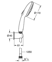 Душовий гарнітур Grohe Tempesta 2 режими струменя 110 26164003, Хром - мініатюра 7