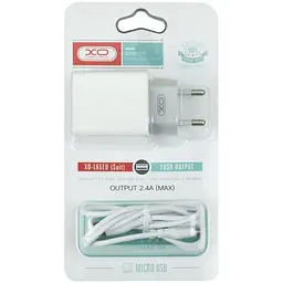 Зарядний пристрій XO L65 2.4A/2USB + Micro USB Cable White - мініатюра 2