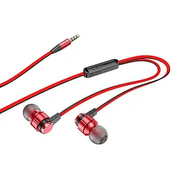 Провідні вакуумні навушники Hoco M85 Platinum sound універсальний earphone with mic, 3.5mm, 1.2m, red - мініатюра 2