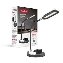 Настільна світлодіодна лампа MAXUS Desk Lamp 8W 3CCT BL Carbon Tray