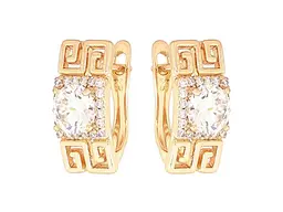 Сережки Xuping англійська застібка Позолота 18K "Різьблений візерунок з фіанітами" 268864