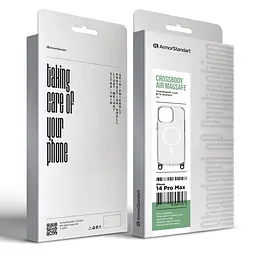 Чехол-панель для Apple iPhone 14 Pro Max, Crossbody Air MagSafe Rope, прозрачный, противоударный бампер с ремешком, поддержка MagSafe и беспроводной зарядки, защита корпуса, TPU+PC, ArmorStandart (ARM77792) - мініатюра 2