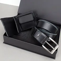 Подарунковий чоловічий набір Handycover 2501 (гаманець та ремінь) чорний в коробці - мініатюра 4