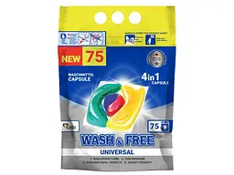 Капсули для прання WASH &amp; FREE для всих типів білизни 75шт з милом Універсальні