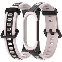 Ремінець для фітнес-браслета MiJobs для Xiaomi Mi Band 5, 6, 7 Sport 2 блідо рожевий з чорним