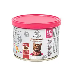 Корм вологий для дорослих котів Pet Chef, шматочки в желе з яловичиною 200 г - мініатюра 3
