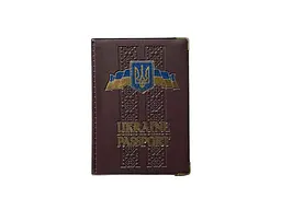 Обкладинка на паспорт Tascom України бордовий 09-Ра "Етно" герб, шкірозамінник