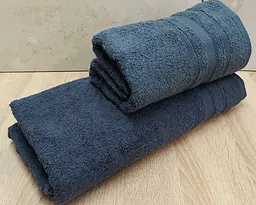 Набір турецьких махрових рушників Ada Turkey 50х90+70х140 Dark Grey - мініатюра 3