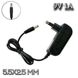 Блок живлення PowerLink 9V 1A, адаптер мережевий чорний, штекер 5.5x2.5 мм, 90 см - мініатюра 2