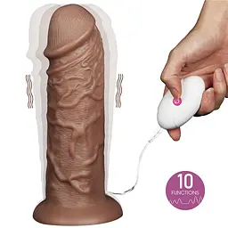 Вібратор Lovetoy Realistic Chubby Dildo 10.5'' 26.6 см коричневий - мініатюра 12