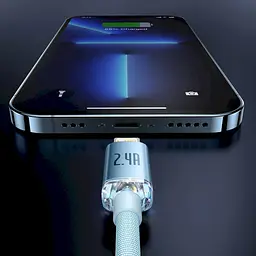 Кабель Baseus Crystal Shine Series Fast Charging Cable USB to Lightning 2.4A 1.2m CAJY001103 Blue - мініатюра 7