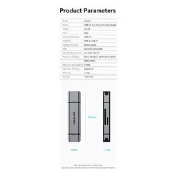 Зчитувач флеш-карт Vention USB 3.0 AM/USB-C to SD+TF Gray Dual Drive Letter Aluminum Alloy (CLLH0) - мініатюра 4